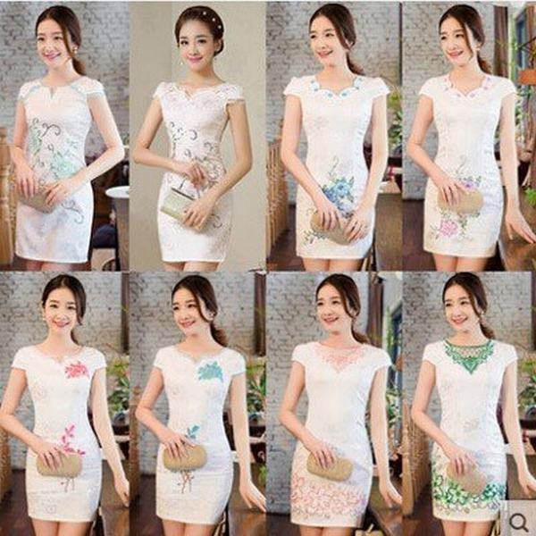 高速配送 チャイナドレス 花柄 半袖 ショート丈 チャイナ服 ミニチャイナドレスワンピース パーテイ衣装 ワンピース 通気性 レトロ 大きいサイズ プレゼント対象商品 Centrodeladultomayor Com Uy