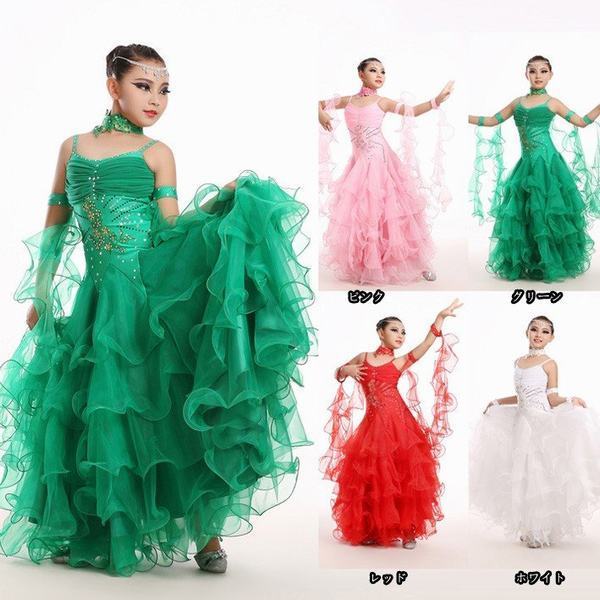 爆安プライス キッズ用 スタンダードドレス 社交ダンスドレス ジュニア用 社交ダンスワンピース 練習用セット 競技着 豪華モダンな 大きいサイズ 在庫一掃 Bayounyc Com