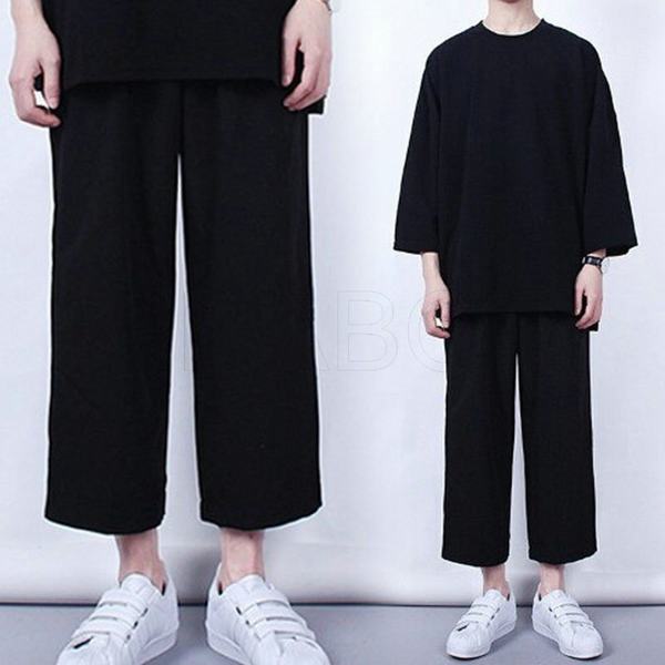 絶賛 ワイドパンツ メンズ おしゃれ 8分丈 9分丈 黒 柄 無地 スウェットパンツ イージーパンツ パンツ ボトムス 春 夏 秋 大きいサイズ 信頼 Ogytech Com