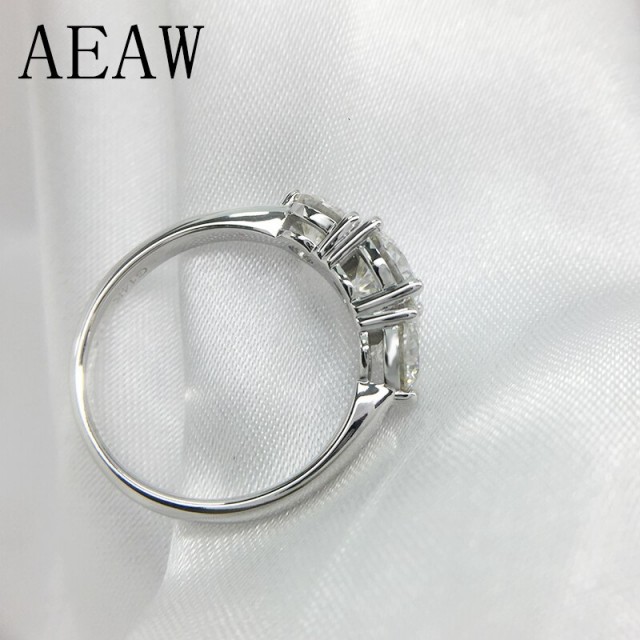 大特価通販 AEAW モアッサナイト ラウンドカットの通販はau PAY マーケット - 吉田里山研究所 au PAY マーケット店|商品ロッ レディースアクセサリー 指輪 ダブルリング 2ctw 6.5mm プラチナ メッキ シルバー 限定30%OFF