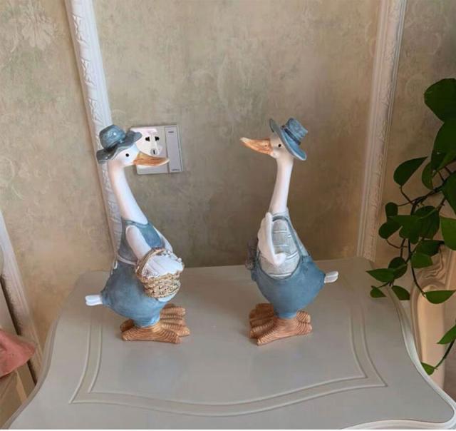 オープニング大放出セール オブジェ アヒル 2個セット ガーデニング 庭 置物 装飾 動物 かわいい カップル ガーデン 全品送料無料 Olsonesq Com