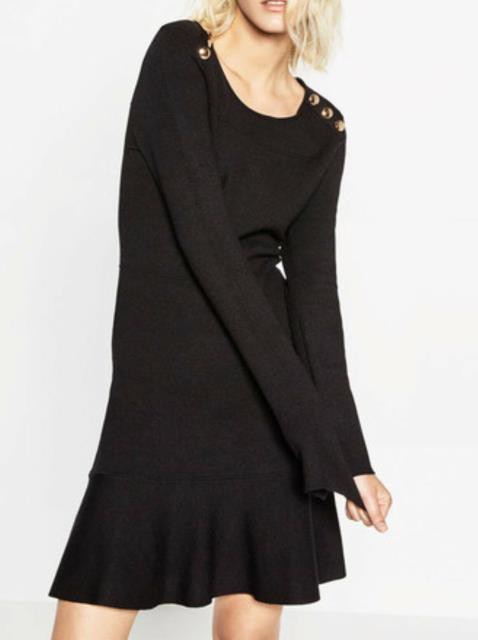 zara black flounce dress