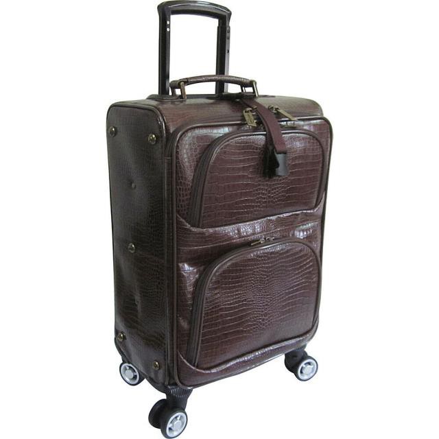 The Set of Classic Brown AmeriLeather Traveler Croco Print 3 Piece Luggage Set
