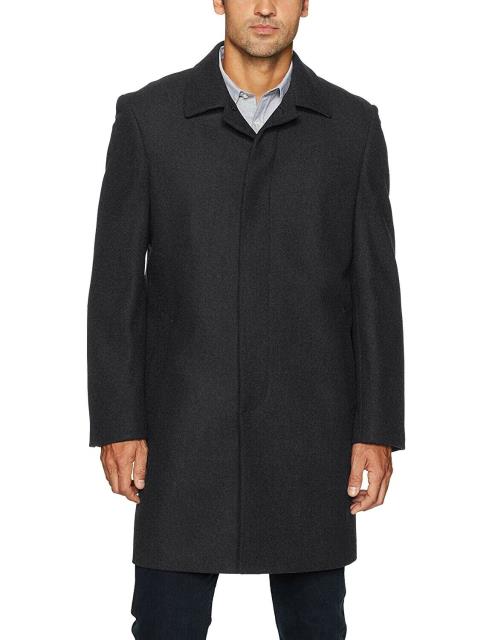 【爆買い!】 ファッション アウター IKE BEHAR Mens Coat Solid Black Size 48R Button Down Trench Wool, 買援隊2号店 c3df3422