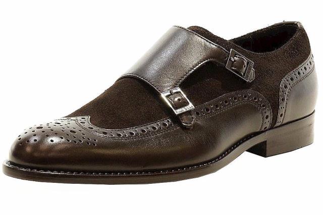 【保障できる】 BOSS ボス ファッション ドレスシューズ Hugo Boss Mens Brandeno Monk-Strap Dark Brown Leather Oxfords Shoes, 大畑町 05d45131