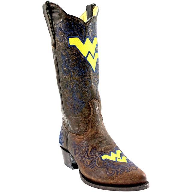 新しい Game Day Boots ゲーム デイ ブーツ スポーツ用品 West Virginia Mountaineers Womens Brown 13 Embroidered Boots, 湖南市 390428f4