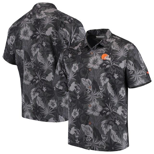 国内発送 Tommy Bahama トミー バハマ スポーツ用品 Tommy Bahama Cleveland Browns Black Fuego Floral Woven Button-Up Shirt, 安土町 73c08a6e