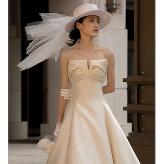 当日出荷 ウェディングドレス 大きいサイズ Aライン ミディアム丈 チューブトップ Kc04 特別送料無料