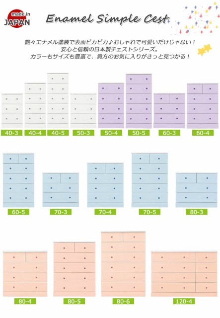 得価 タンス チェスト 完成品 整理タンス たんす 箪笥 幅70cm 4段 エナメル塗装 ローチェスト 衣類収納 木製 国産 ホワイト/ラベンダー/ピンクの通販はau PAY マーケット - 家具の35PLUS au PAY マー 低価大特価