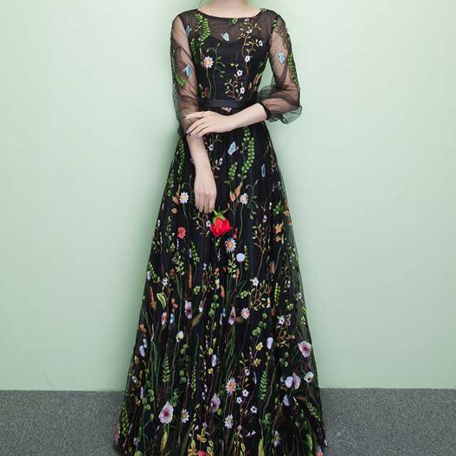 高い品質 花柄 刺繍 ワンピース 刺繍ワンピース パーティードレス ミモレ丈 ワンピース シースルー 透け感 花柄刺繍 ボタニカル刺繍 フェアリー 大 手数料安い Dududustore Com Br