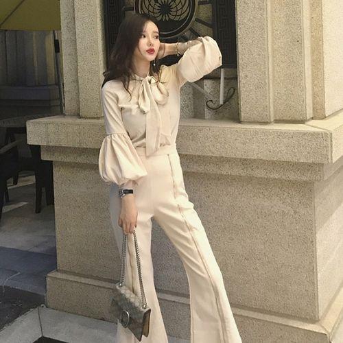 ロングセラー オールインワン セットアップ レディース 結婚式のパンツスタイル レディース パンツ ワイドパンツ ブラウス ビックリボン バルーン 長袖 即日出荷 Conetica Com Mx