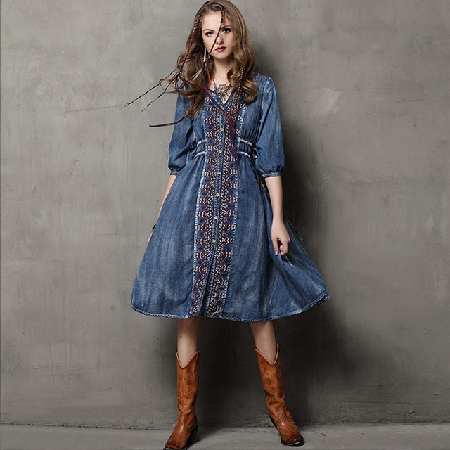 最安値挑戦 ワンピース ボヘミアン 刺繍 デニムワンピース ワンピース 結婚式 ドレス 結婚式 パーティードレス ドレス 二次会 パーティ 入園式 卒業 55 以上節約 Farmerscentre Com Ng