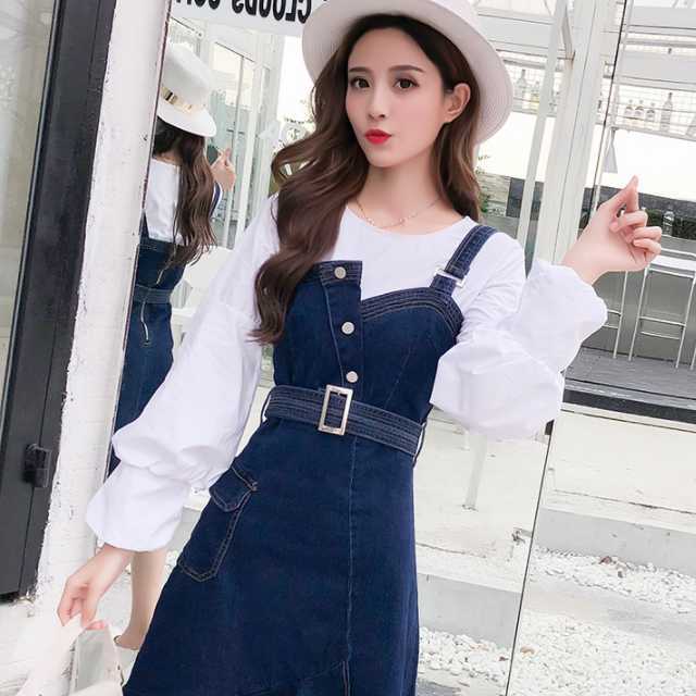 新品 ワンピース サロペット ジャンパースカート デニムワンピース レディース 膝丈 スカート サロペットスカート デニムサロペット Aライン 当店人気 送料無料 Inproel Cl