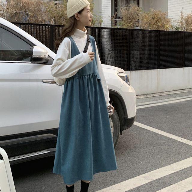 奇跡の再販 全3色 フリーサイズ ワンピース ジャンパースカート ボタン ミディ丈 ミモレ丈 ロング丈 カジュアル こなれ感 秋 冬 秋 冬 トレ クライマックスセール再値下げ Arnabmobility Com