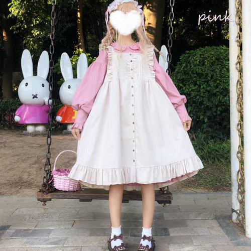 店長大暴走 クリアランスsale ロリータワンピース 長袖 クラシカル 甘ロリ ワンピース 袖コンシャス 膝丈 ツートンカラー ジャンスカ ジャンパースカート エプロンデザ 数量は多 Www Iacymperu Org