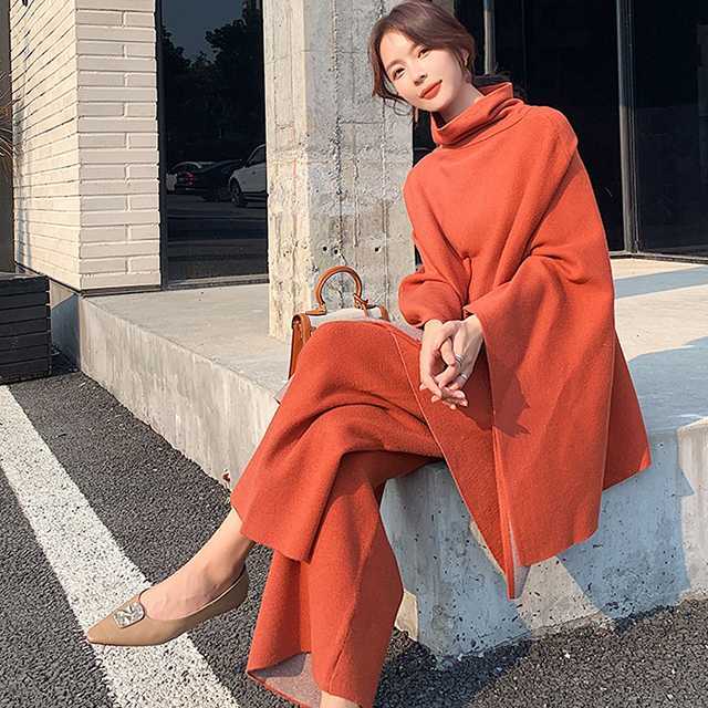 デート セットアップ ニットセーター クルーネック 秋の通販はau Pay マーケット Urubei ウルベイ Au Pay マ レディース 秋冬 ニット セットアップ レディース ワイドパンツ トップス 長袖 ２点セット るので