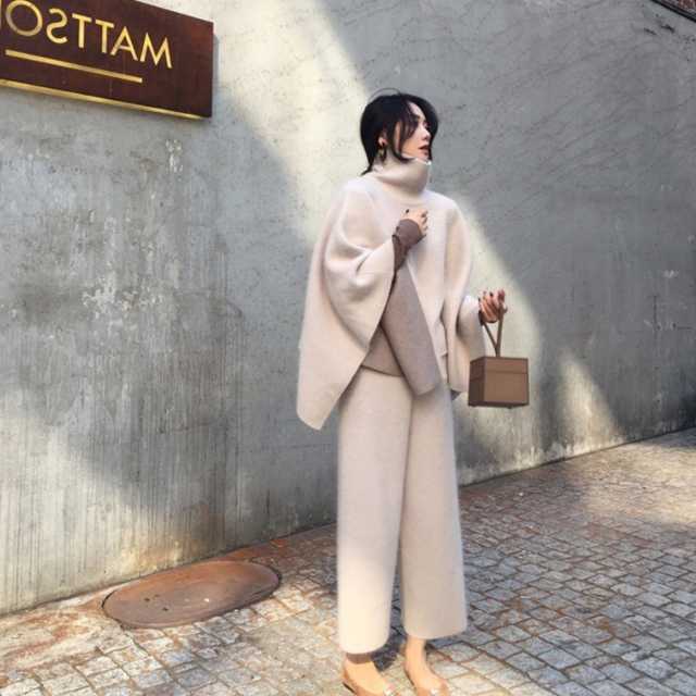 デート セットアップ ニットセーター クルーネック 秋の通販はau Pay マーケット Urubei ウルベイ Au Pay マ レディース 秋冬 ニット セットアップ レディース ワイドパンツ トップス 長袖 ２点セット るので