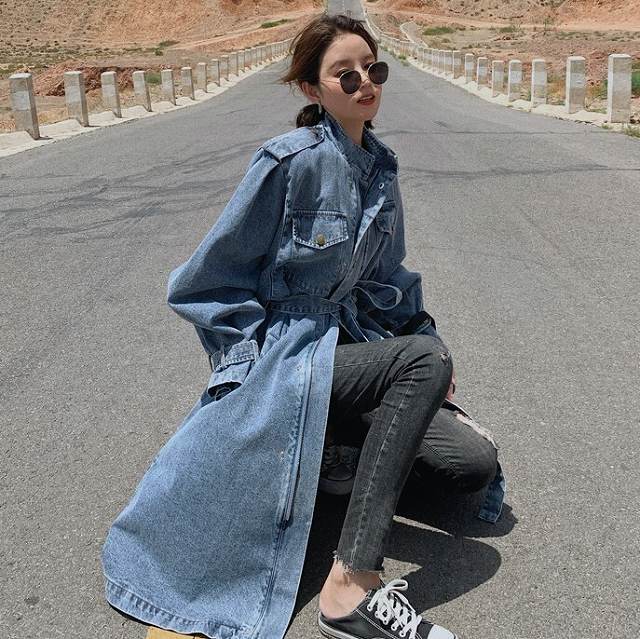 最新人気 アウター レディース デニムコート レディース ロングコート 春 秋 アウター ボリューム袖 スタンドカラー コート デニムジャケット トレ 驚きの安さ Carlavista Com