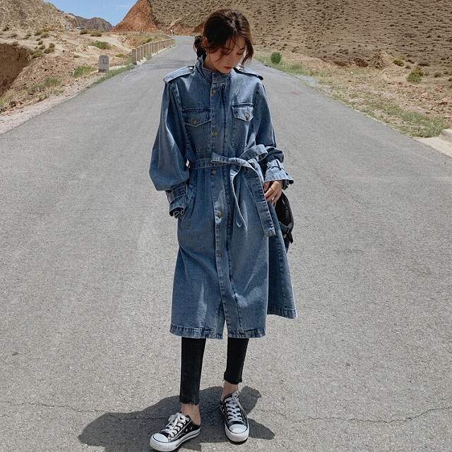 最新人気 アウター レディース デニムコート レディース ロングコート 春 秋 アウター ボリューム袖 スタンドカラー コート デニムジャケット トレ 驚きの安さ Carlavista Com