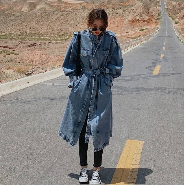 最新人気 アウター レディース デニムコート レディース ロングコート 春 秋 アウター ボリューム袖 スタンドカラー コート デニムジャケット トレ 驚きの安さ Carlavista Com