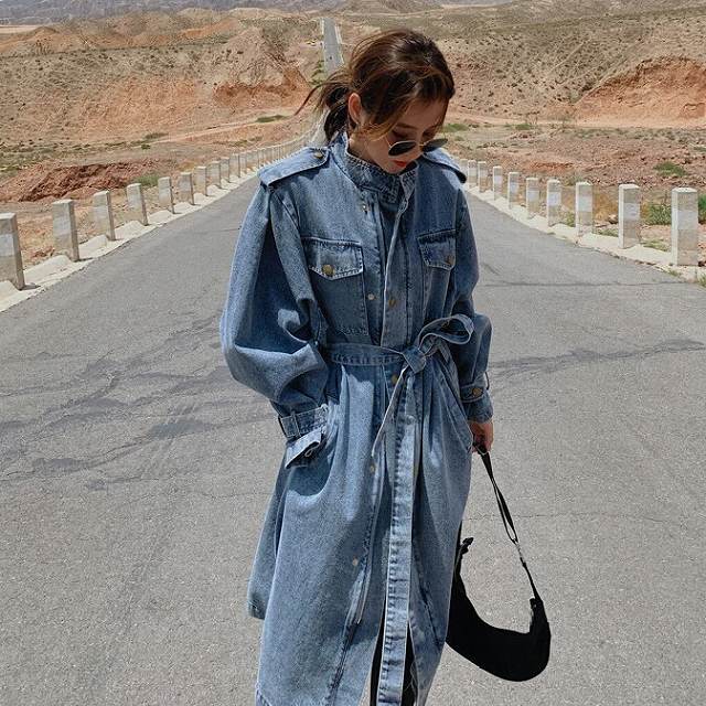 最新人気 アウター レディース デニムコート レディース ロングコート 春 秋 アウター ボリューム袖 スタンドカラー コート デニムジャケット トレ 驚きの安さ Carlavista Com