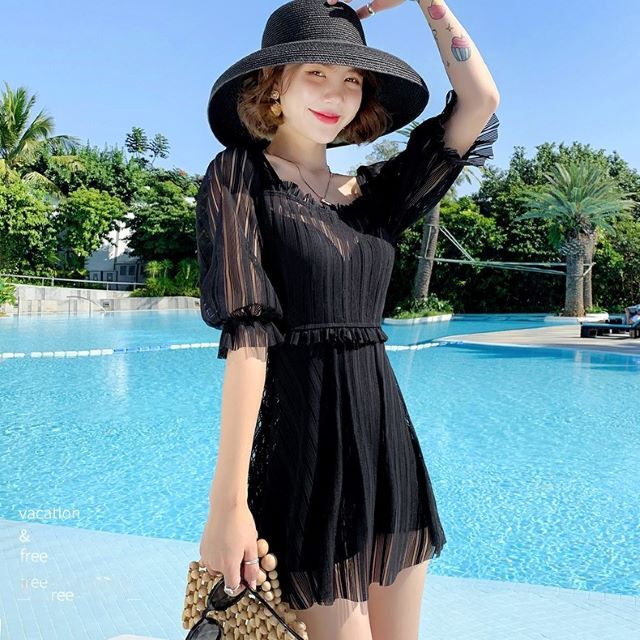 100 本物 ぽっちゃり 半袖 黒 体型カバー 大きいサイズ レディース ワンピース 水着 ママ ワンピース水 かわ大 ストライプ シースルー ビーチ 水着 ワンピース水着 Www Sigweb Cl