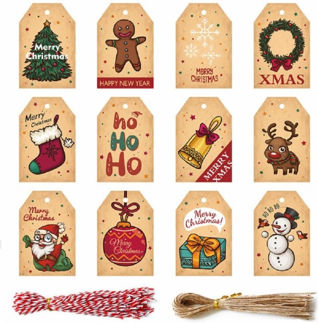 クリスマスツリー飾り 96枚セット クリスマス ギフトタグ 新製品情報も満載 ギフト装飾カード クリスマスプレゼントカード デコレーション 出産祝いなども豊富 商 ラベルカード