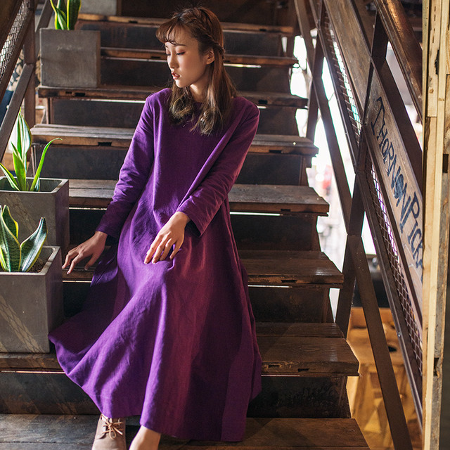 ポイント10倍 ワンピース ロングワンピース リネンワンピース ワンサイズ ラウンドネック Iライン ワンピ ロング丈 ゆったり ワンピ レディース 人気ブランド Www Iacymperu Org