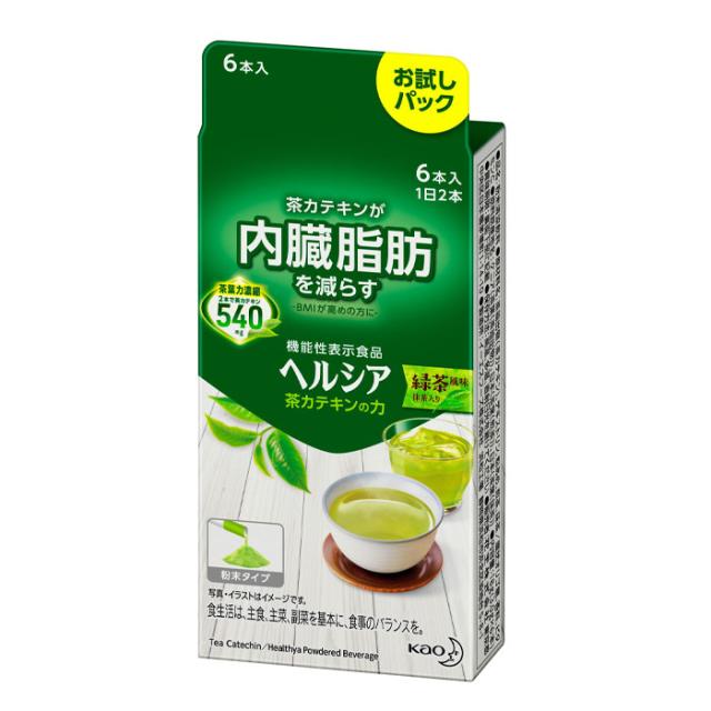 送料無料 花王 ヘルシア 茶カテキンの力 緑茶風味 粉末タイプ 機能性表示食品 6本入 4箱 水 ソフトドリンク お茶