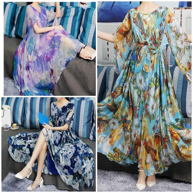 残りわずか 花柄 ボタニカル シフォン ワンピース 春 ロング Aライン 総柄 リゾート レディース 上品 キレイ 大人 シック ドレス パーティー 包装無料 送料無料 Neblus Com Mx