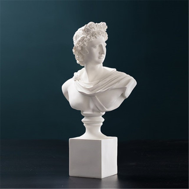37センチギリシャ神話デビッドバスト像アポロフィギュアアート彫刻樹脂アート＆クラフト家の装飾アクセサリーR936 White