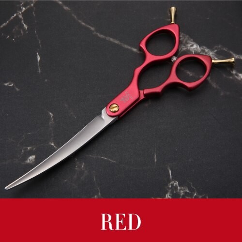 フェニスプロフェッショナルカラフルな6.5インチ湾曲グルーミングはさみペットシザー犬用猫 6.5 red
