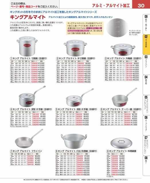 キングアルマイト 打出 料理鍋(目盛付)42cm - 1