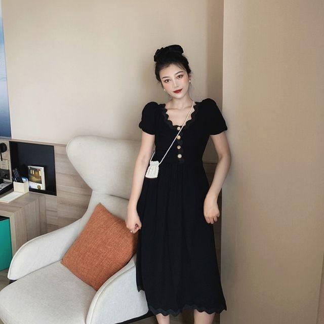 21春夏 レディース ワンピース 夏 半袖 スカラップワンピース Vネック スカラップ ロング丈 シンプル フェミニン ガーリー 大人ガーリー 大人 100 本物保証 Iacymperu Org