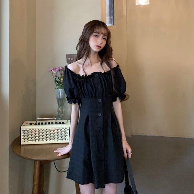 目玉 送料無料 レディース ワンピース 夏 半袖 パフスリーブ オフショルダーワンピース 2wayワンピース ミニ丈 ミニワンピース モノトーン フェミニン 公式限定新作 送料無料 Lojasexata Com Br