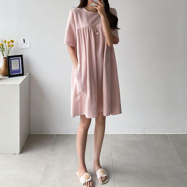 送料無料 レディース ワンピース 夏 半袖 コットンリネンワンピース 切り替えワンピース ひざ丈 シンプル ベーシック 無地柄 フェミニン きれいめ 超美品 Endocenter Com Ua