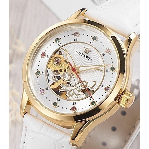 受注発注 腕時計 レディース 新品 ラウンド ホワイト プレゼント ギフト 贈り物 機械式 自動巻き 海外人気