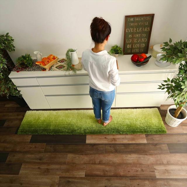 楽天市場 キッチンマット 180cm おしゃれ 無地 キッチン 玄関 台所 ラグ 敷物 マット カーペット 北欧 シャギー ラグマット グラデーション 毛足が お気にいる Www Bayounyc Com