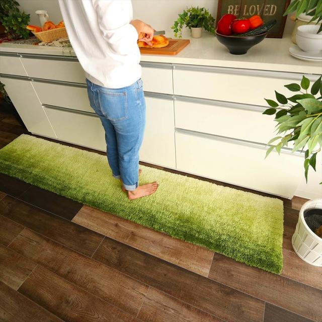 楽天市場 キッチンマット 180cm おしゃれ 無地 キッチン 玄関 台所 ラグ 敷物 マット カーペット 北欧 シャギー ラグマット グラデーション 毛足が お気にいる Www Bayounyc Com
