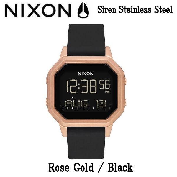 おしゃれ人気 Nixon ニクソン Siren Stainless Steel サイレン メンズ レディース ユニセックス デジタル ウォッチ 腕時計 Rose Gold Black 正規品 スペシャルset価格