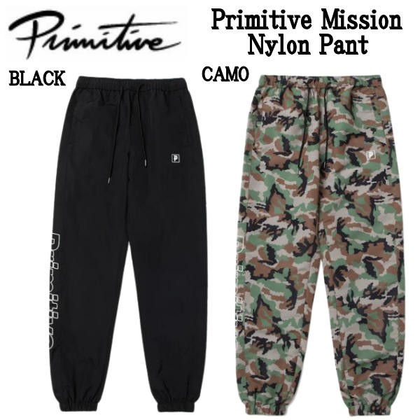 【Primitive】プリミティブ 2022 Primitive Mission Nylon Pant メンズ ロングパンツ ズボン スケートボード スケボー M/L/XL BLACK 正規