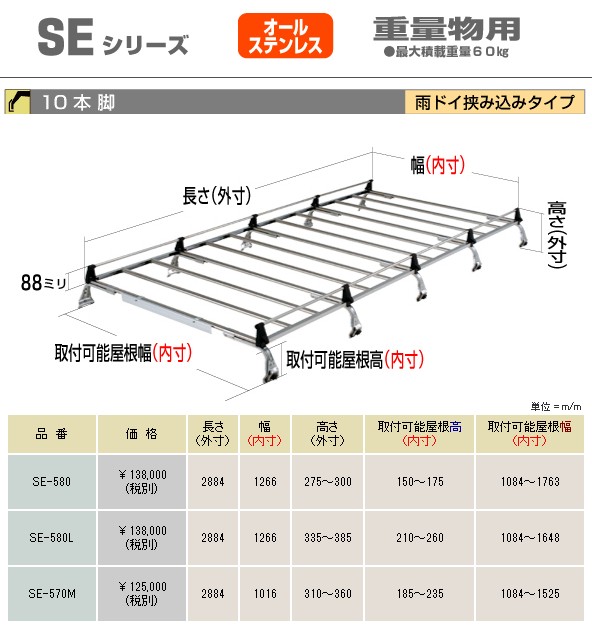爆買い高品質 横山製作所 ROCKY ロッキープラス ルーフキャリア 重量物用 オールステンレス 10本脚 * トヨタ ハイエース/レジアスエースバン 標準ルの通販はau PAY マーケット - ニューフロンテア au PAY マ 高品質低価