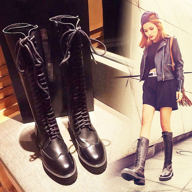 大きいサイズ レディース ロングブーツ レースアップブーツ 編み上げブーツ ローヒールの通販はau Wowma ワウマ Ukiコーポレーション 商品ロットナンバー