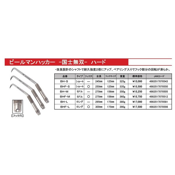 正規激安 バクマ ビールマンハッカー 国士無双 ハード Bh L 改良設計のシャフトで耐久強度２倍にアップ ベアリング入りでフック部分の回 楽天市場 Olsonesq Com