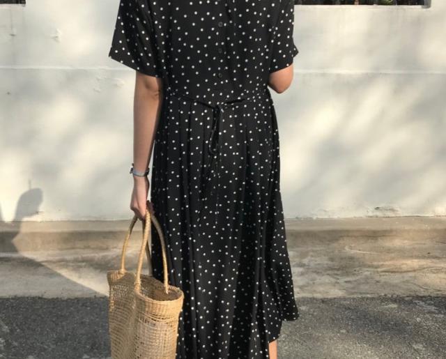 ワンピース レディース ワンピース ドット ウエストリボン ロングワンピース 半袖 クラシカルの通販はau Pay マーケット Evergreen エバーグリーン 商品ロットナンバー