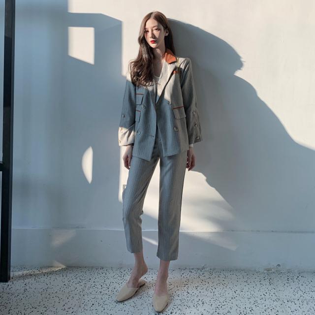 アウトレット レディース セットアップ カジュアル 秋冬 パンツ ジャケット レディース 冬 パンツスーツ セット ダブル グレー 大きいサイズ フォーマ 上質で快適 Farmerscentre Com Ng