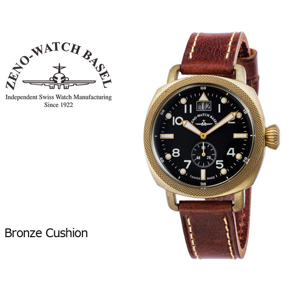 ナチュララボ Zeno Watch ゼノウォッチ ブロンズ Bronze Cushion クォーツ メンズ 腕時計 ブラック ブラウン Zn101 Bk