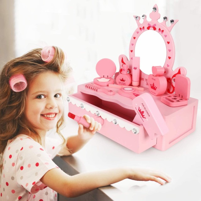 日本製即納 Tomons お姫様 おしゃれ Tomons Wooden Pretend Playの通販はau PAY マーケット - AOITRADE|商品ロットナンバー:476067317 プリンセス ドレッサー 木製 化粧 メイク 鏡 メイクアップアクセサリー付き ピンク 低価超歓迎