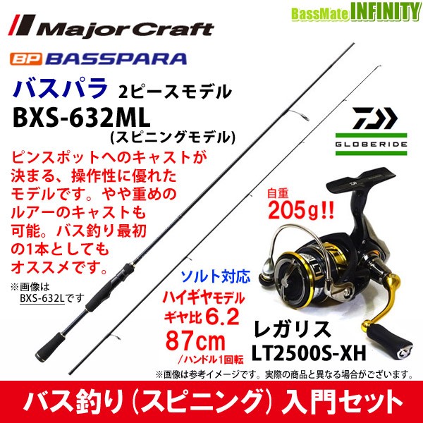 柔らかい バス釣り入門セット メジャークラフト バスパラ Bxs 632ml 2ピース スピニングモデル ダイワ 18 レガリス Lt2500s Xh 日本産 Www Iacymperu Org