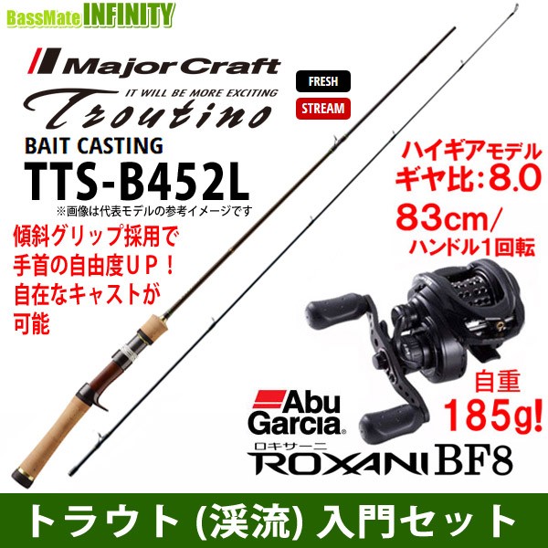 21新作 トラウト 渓流 入門セット メジャークラフト トラウティーノ Tts B452l ベイトモデル Abu ロキサーニ Bf8 右ハンドル 被り心地最高 Ieem In